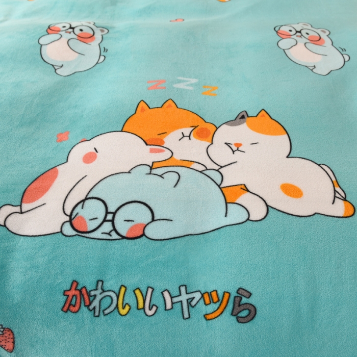 91家纺网 家纺一手货源 找家纺 甜之梦 2025新款多功能泥点绒印花加厚被套毛毯 乖乖熊