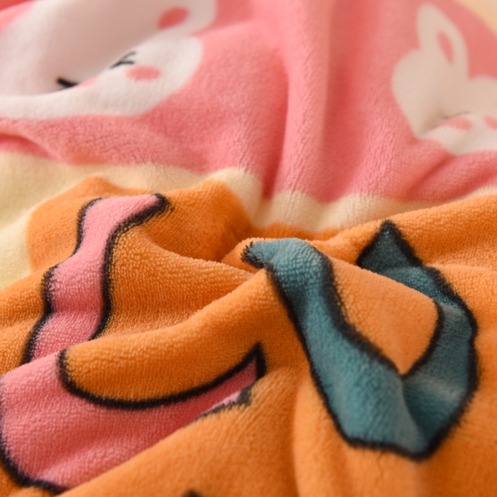 91家纺网 家纺一手货源 找家纺 甜之梦 2025新款多功能泥点绒印花加厚被套毛毯 萌宠跳跳