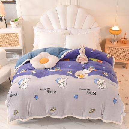 甜之梦 2025新款多功能泥点绒印花加厚被套毛毯 喵星球