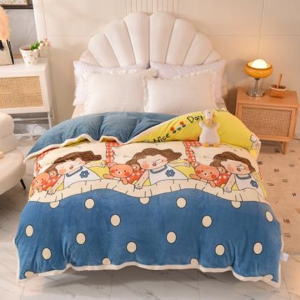 甜之梦 2025新款多功能泥点绒印花加厚被套毛毯 泡泡公主