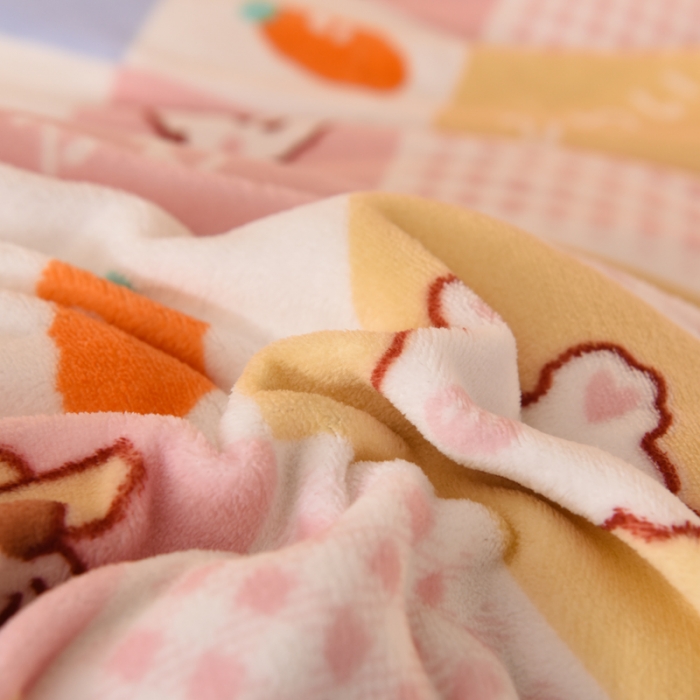 91家纺网 家纺一手货源 找家纺 甜之梦 2025新款多功能泥点绒印花加厚被套毛毯 诗雨恋人