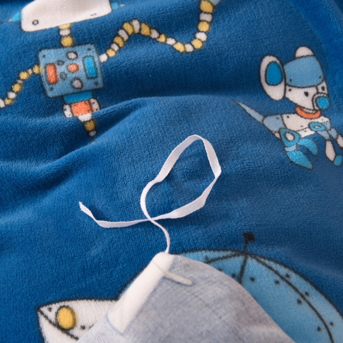 91家纺网 家纺一手货源 找家纺 甜之梦 2025新款多功能泥点绒印花加厚被套毛毯 太空机器人北卡蓝