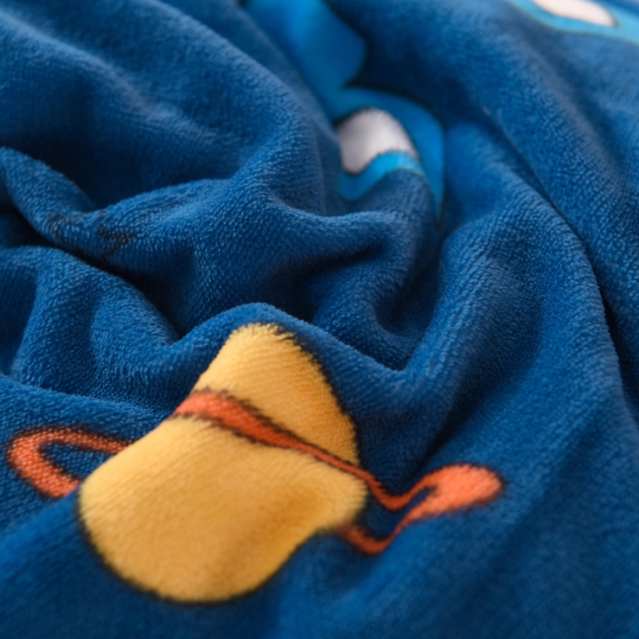 91家纺网 家纺一手货源 找家纺 甜之梦 2025新款多功能泥点绒印花加厚被套毛毯 太空机器人北卡蓝