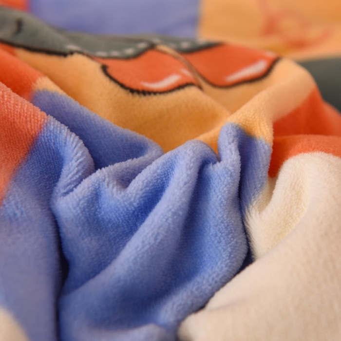 91家纺网 家纺一手货源 找家纺 甜之梦 2025新款多功能泥点绒印花加厚被套毛毯 校园女孩