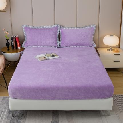 91家纺网 家纺一手货源 找家纺 羋多 2023新款素色牛奶绒床笠 丁香紫