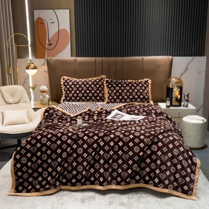 91家纺网 家纺一手货源 找家纺 羋多 2023新款A版牛奶绒+B版阳离子提花双层复合毯 潮流风尚