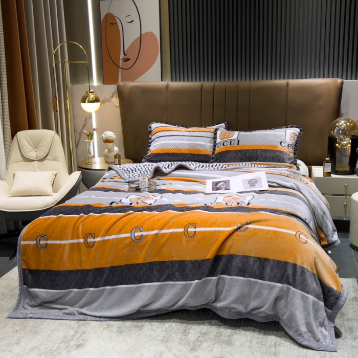 91家纺网 家纺一手货源 找家纺 羋多 2023新款A版牛奶绒+B版阳离子提花双层复合毯 时尚潮牌