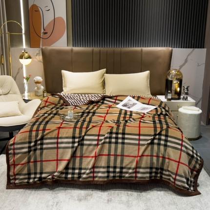 羋多 2023新款A版牛奶绒+B版阳离子提花双层复合毯 经典格