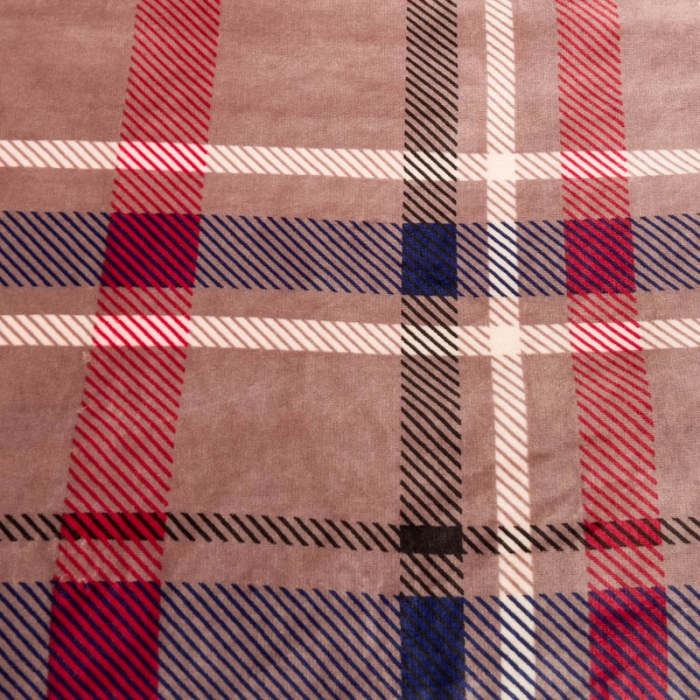 91家纺网 家纺一手货源 找家纺 羋多 2023新款A版牛奶绒+B版阳离子提花双层复合毯 经典红格