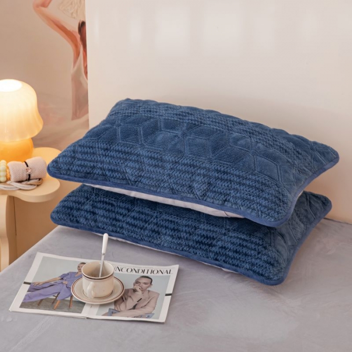 91家纺网 家纺一手货源 找家纺 凡客 2022新棉绒色织提花单品被套-宝蓝