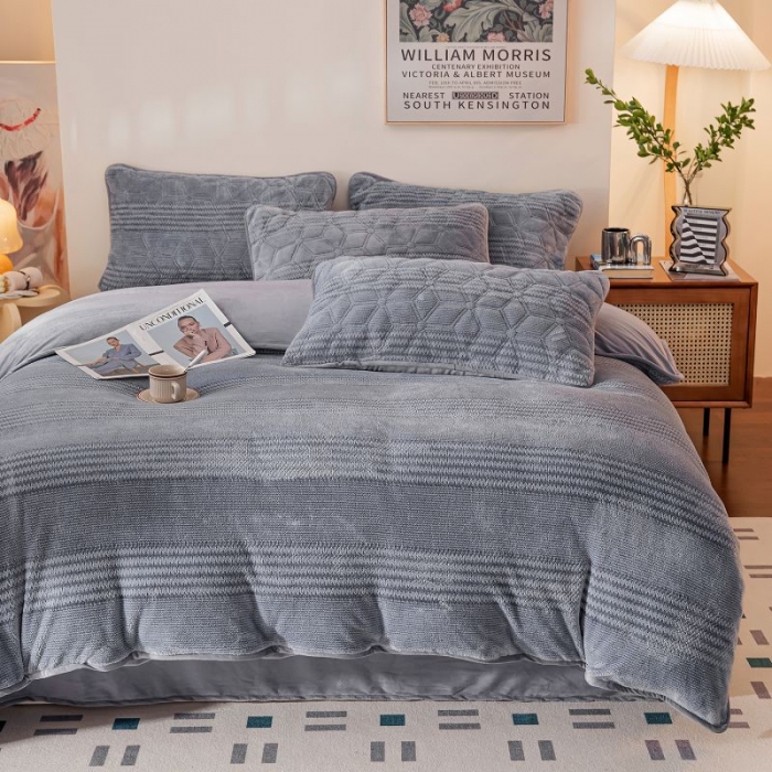 91家纺网 家纺一手货源 找家纺 凡客 2022新棉绒色织提花单品被套-深灰