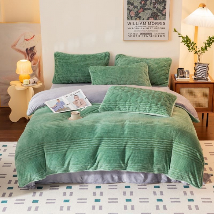 91家纺网 家纺一手货源 找家纺 凡客 2022新棉绒色织提花单品被套-祖母绿