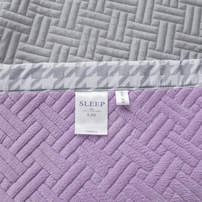 91家纺网 家纺一手货源 找家纺 羋多 2023新款数码边素色牛奶绒床盖三件套 丁香紫