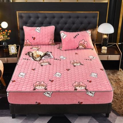 91家纺网 家纺一手货源 找家纺 （总）情煊 2022新款牛奶绒印花单品花边款夹棉床笠印花单品