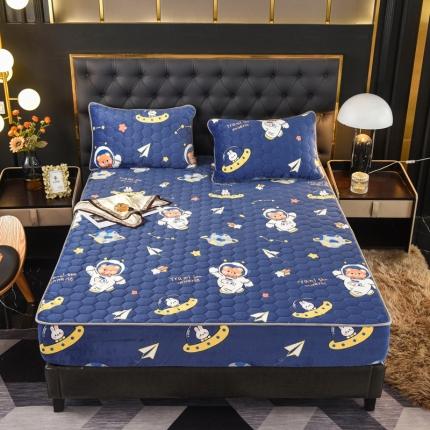 91家纺网 家纺一手货源 找家纺 （总）情煊 2022新款牛奶绒印花单品花边款夹棉床笠印花单品