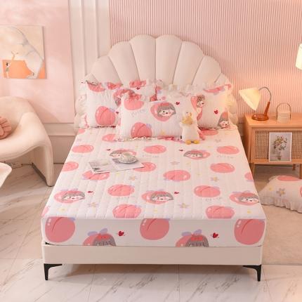 91家纺网 家纺一手货源 找家纺 甜之梦家纺 2025新款全棉夹棉防滑抗菌床笠 初恋蜜桃