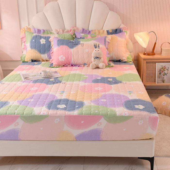 91家纺网 家纺一手货源 找家纺 甜之梦家纺 2025新款全棉夹棉防滑抗菌床笠 魔法花园