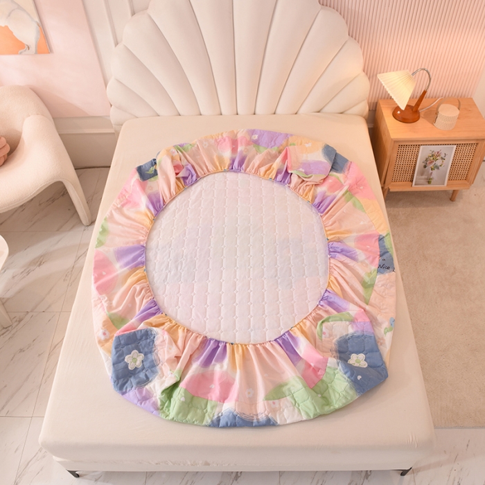 91家纺网 家纺一手货源 找家纺 甜之梦家纺 2025新款全棉夹棉防滑抗菌床笠 魔法花园