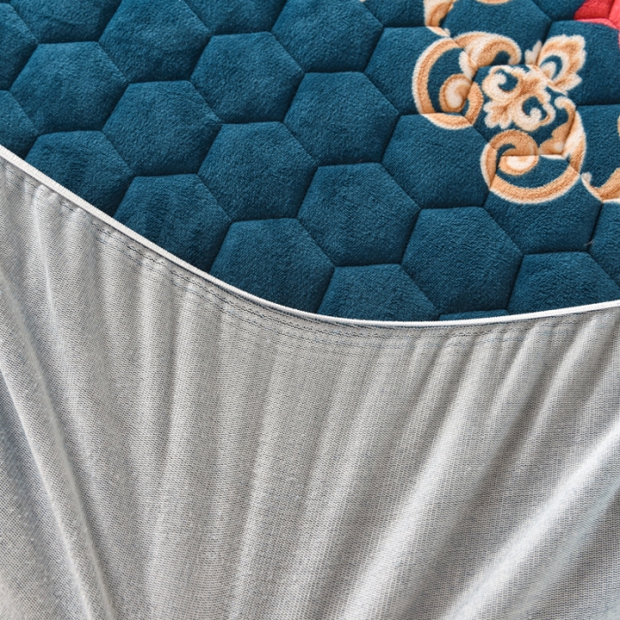 91家纺网 家纺一手货源 找家纺 情煊 2022新款牛奶绒印花单品夹棉床笠 富贵花开