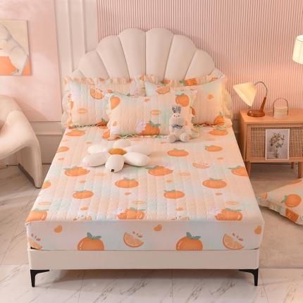 91家纺网 家纺一手货源 找家纺 甜之梦家纺 2025新款全棉夹棉防滑抗菌床笠 甜橙小兔