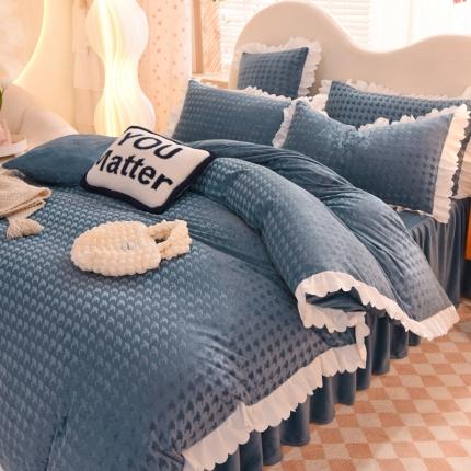 91家纺网 家纺一手货源 找家纺 （总）梦之岛 2022新款韩版牛奶绒水晶绒剪花四件套