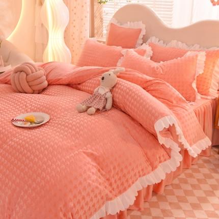 91家纺网 家纺一手货源 找家纺 （总）梦之岛 2022新款韩版牛奶绒水晶绒剪花四件套