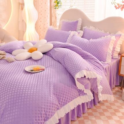 91家纺网 家纺一手货源 找家纺 （总）梦之岛 2022新款韩版牛奶绒水晶绒剪花四件套