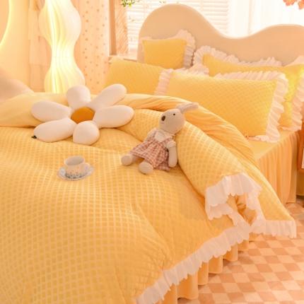 91家纺网 家纺一手货源 找家纺 （总）梦之岛 2022新款韩版牛奶绒水晶绒剪花四件套