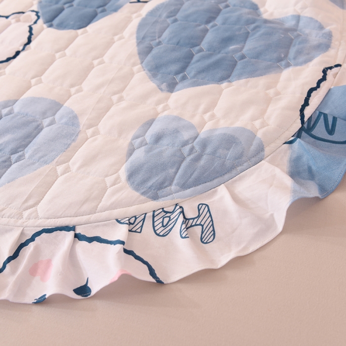 91家纺网 家纺一手货源 找家纺 甜之梦家纺 2025新款全棉夹棉防滑抗菌花边款床盖 爱心熊