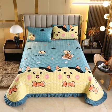 91家纺网 家纺一手货源 找家纺 （总）情煊家纺 2022新款牛奶绒夹棉床盖印花单品