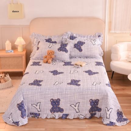 91家纺网 家纺一手货源 找家纺 甜之梦家纺 2025新款全棉夹棉防滑抗菌花边款床盖 快乐维尼