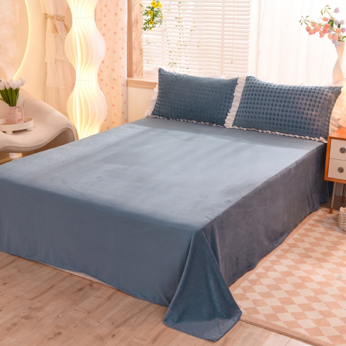 91家纺网 家纺一手货源 找家纺 梦之岛 2022新款韩版牛奶绒水晶绒剪花四件套 千鸟格-高贵蓝