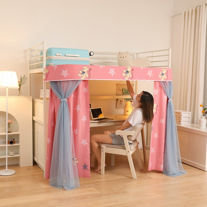 91家纺网 家纺一手货源 找家纺 迪凡保罗 2022新款C20铝合金导轨学生桌帘 星光熊 粉