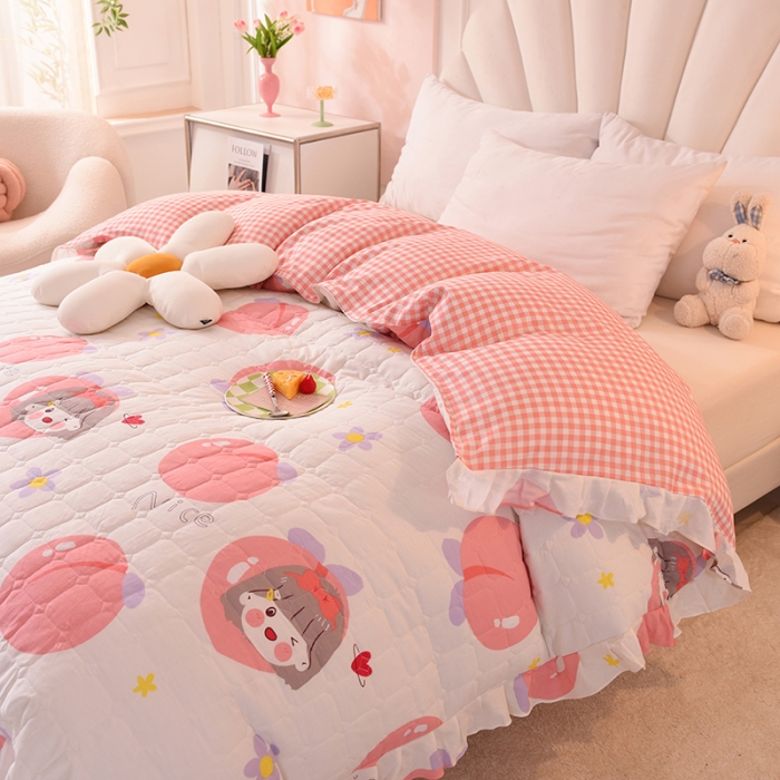 91家纺网 家纺一手货源 找家纺 甜之梦 2025新款全棉印花夹棉抗菌被套 初恋蜜桃