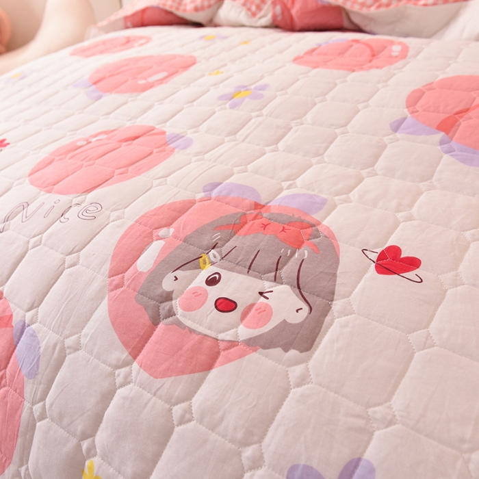 91家纺网 家纺一手货源 找家纺 甜之梦 2025新款全棉印花夹棉抗菌被套 初恋蜜桃