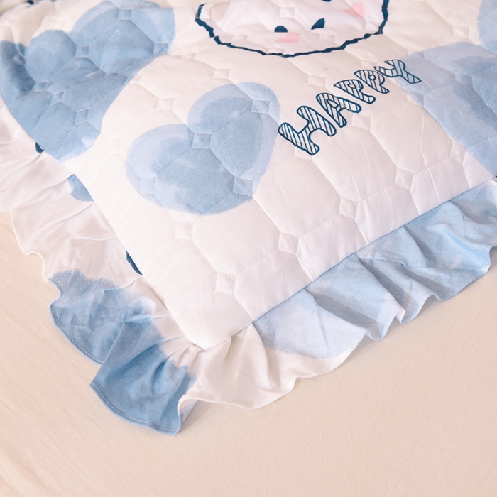 91家纺网 家纺一手货源 找家纺 甜之梦 2025新款全棉印花夹棉抗菌被套 爱心熊