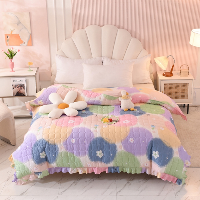 91家纺网 家纺一手货源 找家纺 甜之梦 2025新款全棉印花夹棉抗菌被套 魔法花园