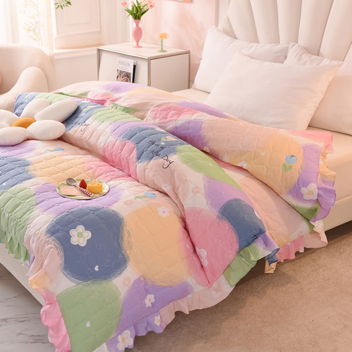 91家纺网 家纺一手货源 找家纺 甜之梦 2025新款全棉印花夹棉抗菌被套 魔法花园