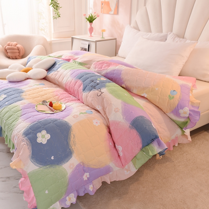 91家纺网 家纺一手货源 找家纺 甜之梦 2025新款全棉印花夹棉抗菌被套 魔法花园