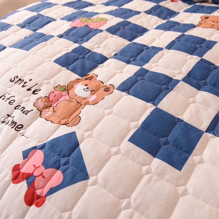 91家纺网 家纺一手货源 找家纺 甜之梦 2025新款全棉印花夹棉抗菌被套 派对熊