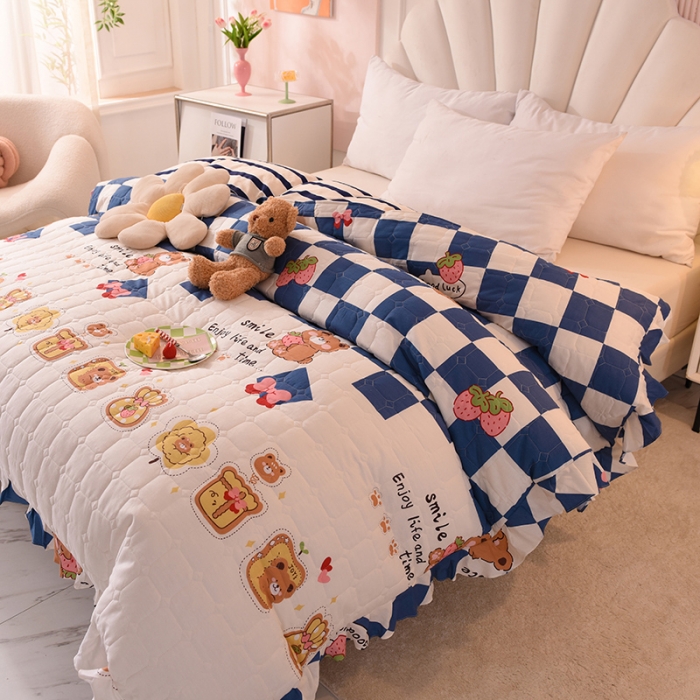 91家纺网 家纺一手货源 找家纺 甜之梦 2025新款全棉印花夹棉抗菌被套 派对熊