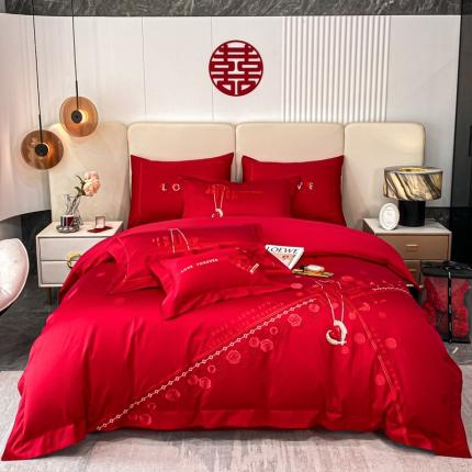 91家纺网 家纺一手货源 找家纺 高大尚2022新品双股长绒棉提花系列多件套-新婚快乐