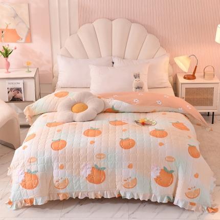 91家纺网 家纺一手货源 找家纺 甜之梦 2025新款全棉印花夹棉抗菌被套 甜橙小兔