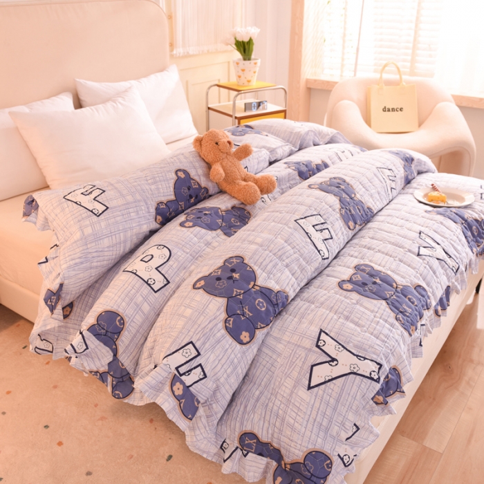 91家纺网 家纺一手货源 找家纺 甜之梦 2025新款全棉印花夹棉抗菌被套 快乐维尼