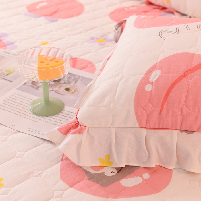 91家纺网 家纺一手货源 找家纺 甜之梦 2025新款全棉印花夹棉抗菌枕套 初恋蜜桃