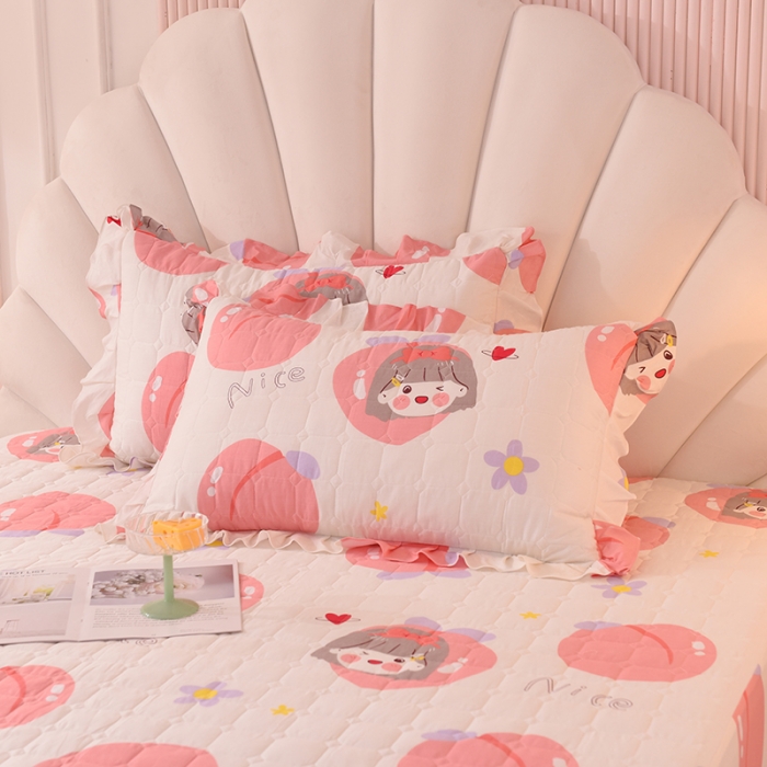 91家纺网 家纺一手货源 找家纺 甜之梦 2025新款全棉印花夹棉抗菌枕套 初恋蜜桃