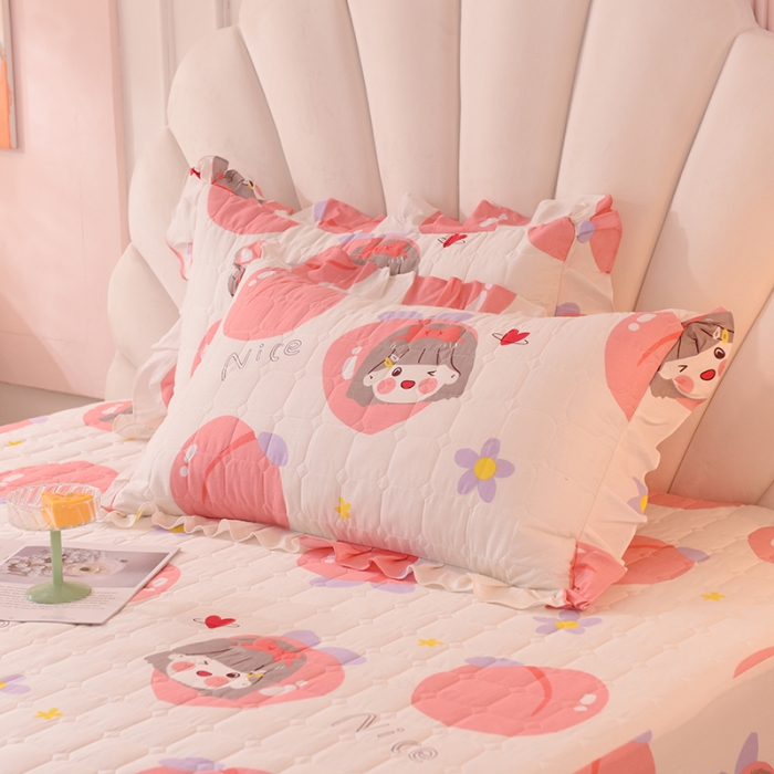 91家纺网 家纺一手货源 找家纺 甜之梦 2025新款全棉印花夹棉抗菌枕套 初恋蜜桃