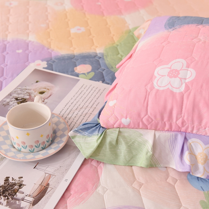 91家纺网 家纺一手货源 找家纺 甜之梦 2025新款全棉印花夹棉抗菌枕套 魔法花园