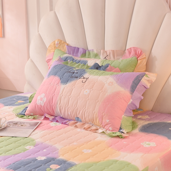 91家纺网 家纺一手货源 找家纺 甜之梦 2025新款全棉印花夹棉抗菌枕套 魔法花园