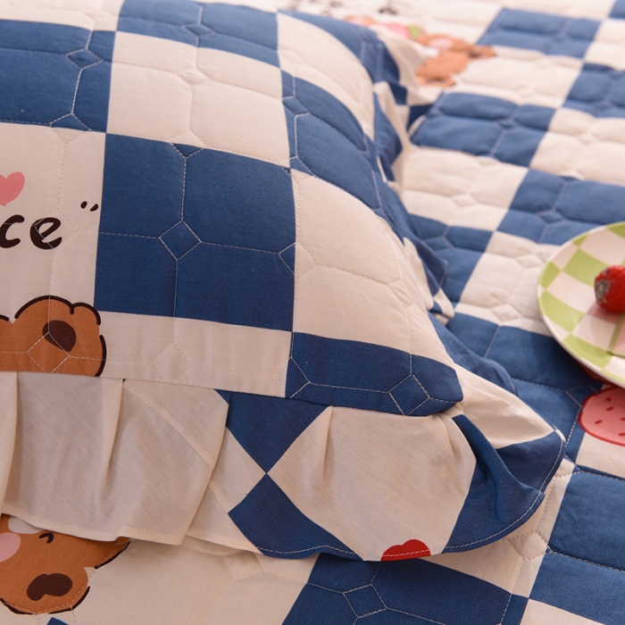 91家纺网 家纺一手货源 找家纺 甜之梦 2025新款全棉印花夹棉抗菌枕套 派对熊